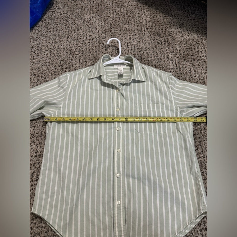 Vintage Jones New York Sport Green and white Striped Shirt size medium - Picture 5 of 6